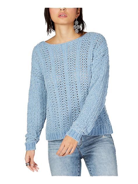 Inc 89 Womens New Light Blue Ribbed Trim Crew Neck Long Sleeve Sweater