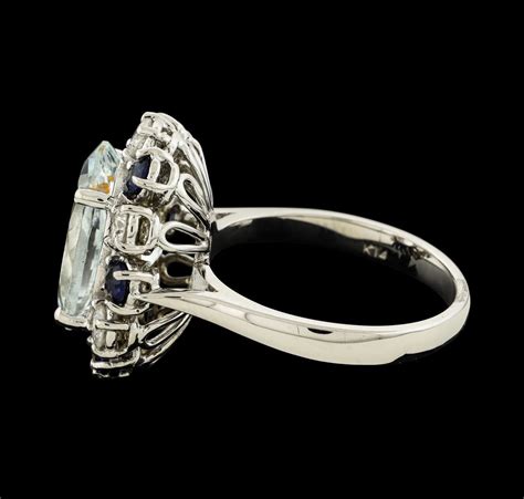 496 Ctw Aquamarine Sapphire And Diamond Ring 14kt White Gold