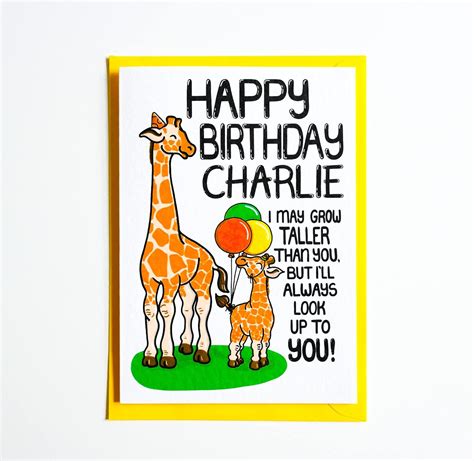 Personalised Funny Giraffe Birthday Card From A Child Uk