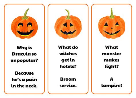 10 Best Free Printable Bookmarks Halloween Jokes - printablee.com