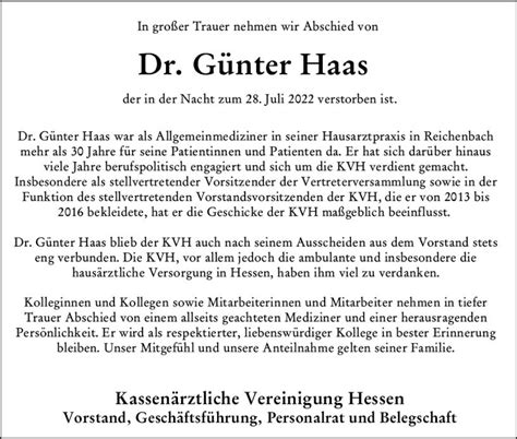 Traueranzeigen Von G Nter Haas Vrm Trauer De