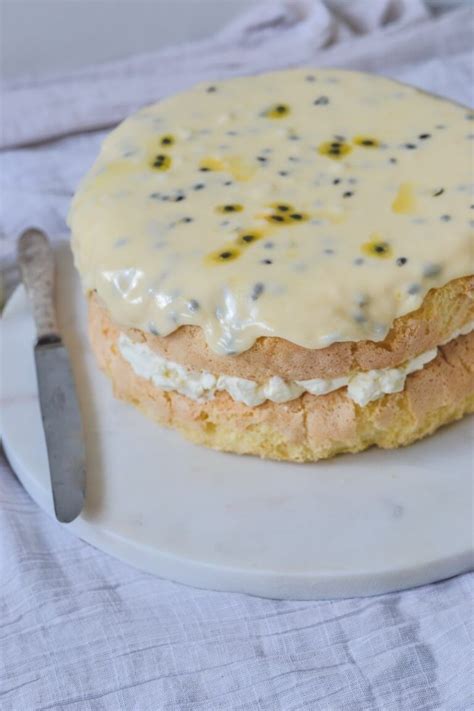 The cake can be served plain with a dusting of powdered sugar or with fresh fruit and softly whipped cream. Tall and Fluffy Passion Fruit Sponge Cake | Recipe ...