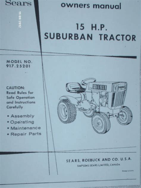 What type of sears tractor do you own? 917.25201- Sears Super 15 Garden Tractor Manual & Lists on ...