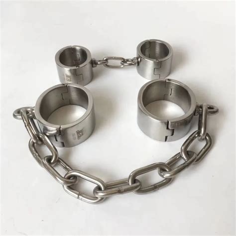 Stainless Steel Metal Bdsm Bondage Set Handcuffs Leg Irons Adult Games