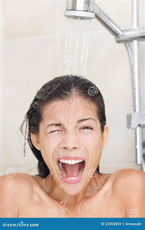 Cold Shower Woman Stock Image Image Of Close Bathroom 23303833
