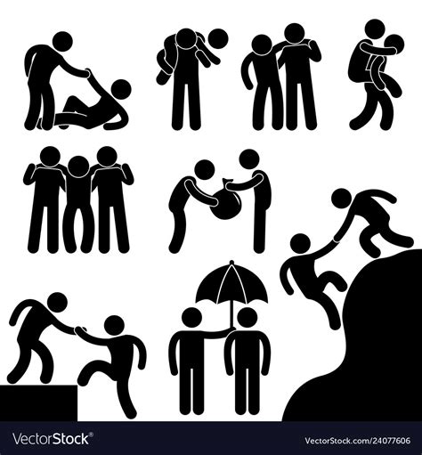 Business Friend Helping Each Other Icon Symbol Vector Image