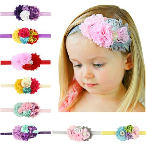 1pc Hair Bands Flower Blend Headwear 4 Flower Pink Diamond Bead Flower