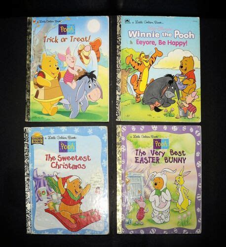 Vtg Little Golden Books Lot Of 4 Disney Winnie The Pooh Holiday Stories