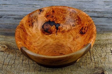 Wooden Centerpiece Bowl Cherry Burl And Walnut Wood Bowl Fruit Bowl