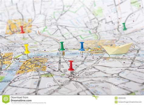 Travel Pins On London Map Stock Photo Image 49500430