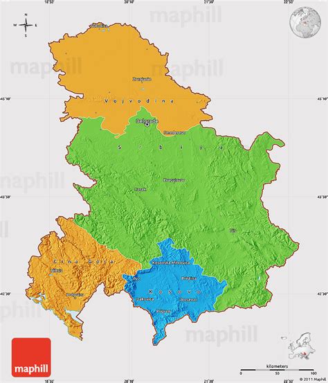 Political Map Of Serbia And Montenegro Cropped Outside