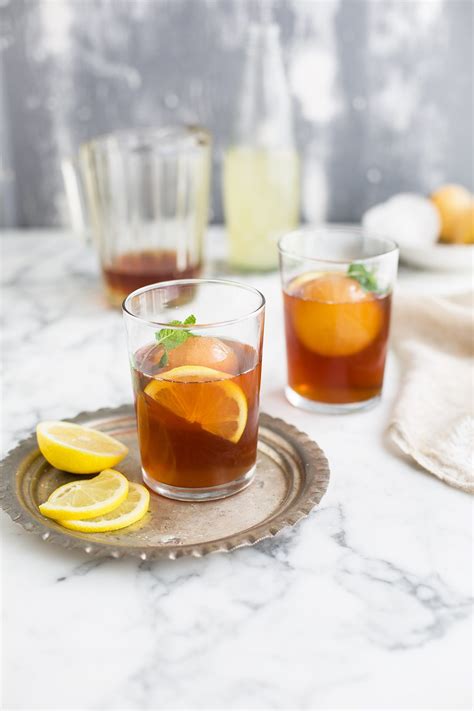 Rooibos And Mint Iced Tea Recipe With Lychee Lemon And Ginger Drizzle