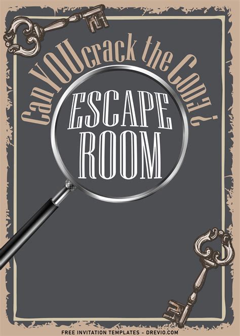 8 Vintage Locks And Keys Escape Room Party Invitation Templates For