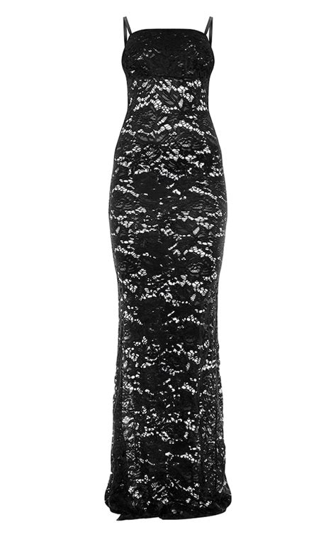 black sheer lace maxi dress dresses prettylittlething