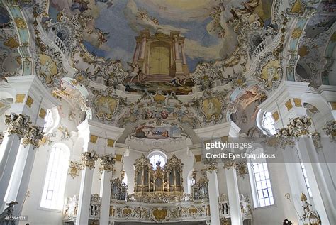 Germany Bavaria Wieskirche Baroque Church Interior View Of The