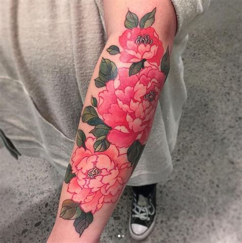 Pink Peonies Half Sleeve By Cj Pinkink Done At Chronic Ink Tattoo