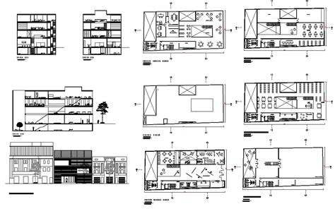 Library Building Elevation Plan And Section 2d View Layout File Cadbull