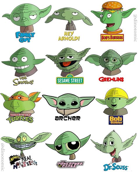 Yoda Drawn In 12 Different Styles Impressive Art By Dino Tomic R