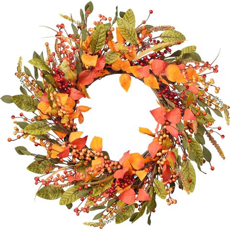 Coolmade Fall Wreath Red Berry Wreath18 Inch Artificial Autumn Maple