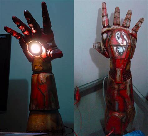 This will become the center where the lights go. Iron Man's hand repulsor turned into a battle damaged lamp