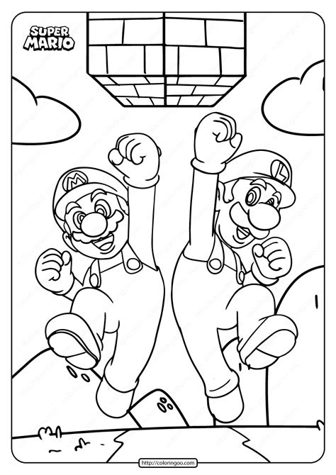 Mario bros coloring pages free. Printable Super Mario Bros Pdf Coloring Page