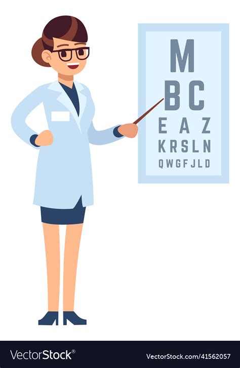 Ophthalmologist With Eye Chart Female Doctor Vector Image