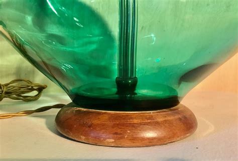 Winslow Anderson For Blenko Pinched Turquoise Art Glass Table Lamp