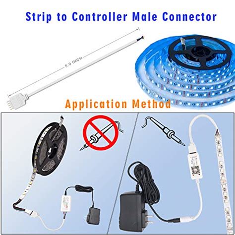 FSJEE 12MM 5PIN RGBW LED Strip Connector Kit With 16 4FT Extension