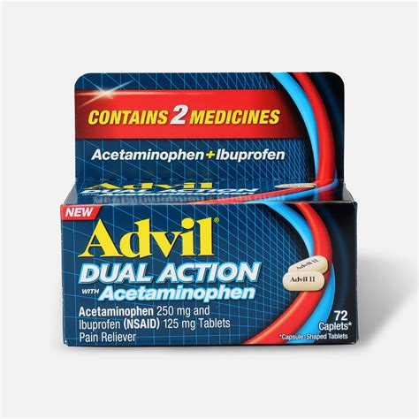 Advil Dual Action Coated Tablets Acetaminophen Ibuprofen 72 Ct