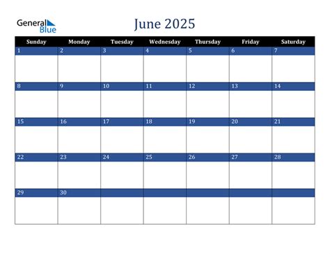 June 2025 Calendar Pdf Word Excel