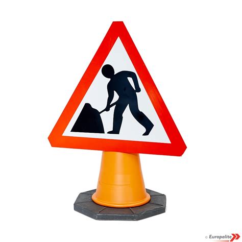 Men At Work Uk Temporary Road Sign Cone Mounted Sign Face