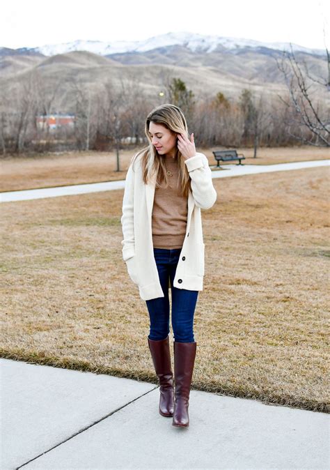 Winter Outfit With Brown Tall Riding Boots — Cotton Cashmere Cat Hair
