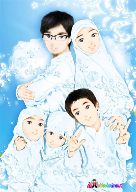 Gambar Keluarga Bahagia Kartun Muslim