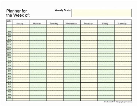 Weekly Work Schedule Template Pdf Inspirational Free Weekly Planner