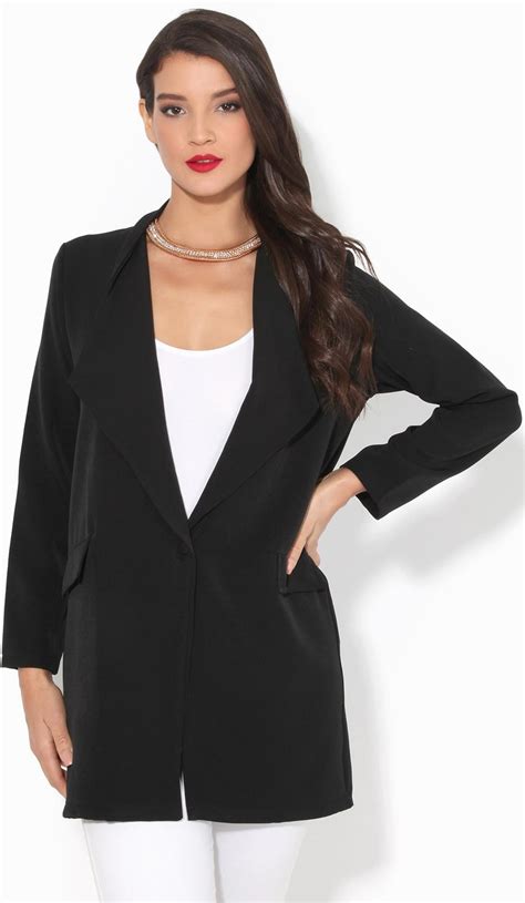 Women Ladies Tailored Long Coat Oversized Blazer One Button Loose
