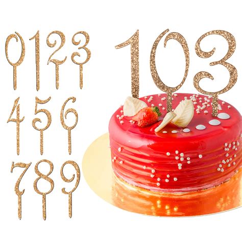Buy Happy Birthday Cake Topper Numbers Premium Gold Glitter 0 9