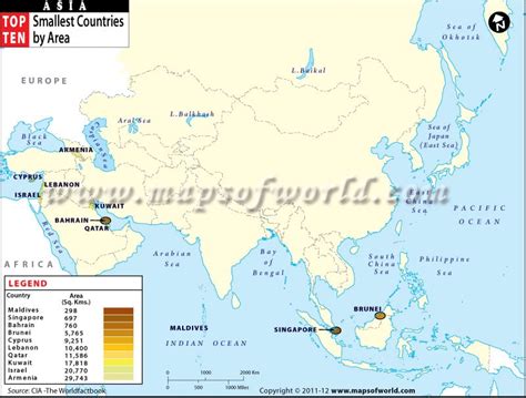 Map Of Smallest Countries In Asia By Area