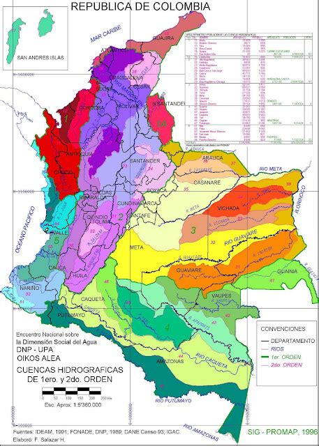 Mapa Mudo Hidrografico De Colombia