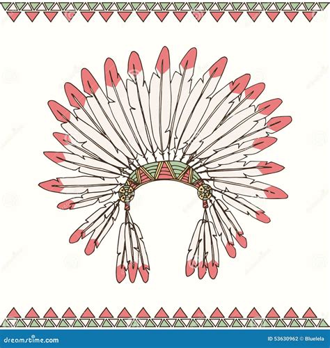 Hand Drawn Native American Indian Chief Headdress Stock Vector Image 53630962