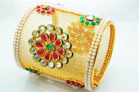 New Indian Bollywood Gold Plated Kundan Pearl Bangles Bracelet Kada Set Jewelry Bridal Bangles