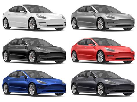 Tesla Model 3 All Colors 3d Model Cgtrader