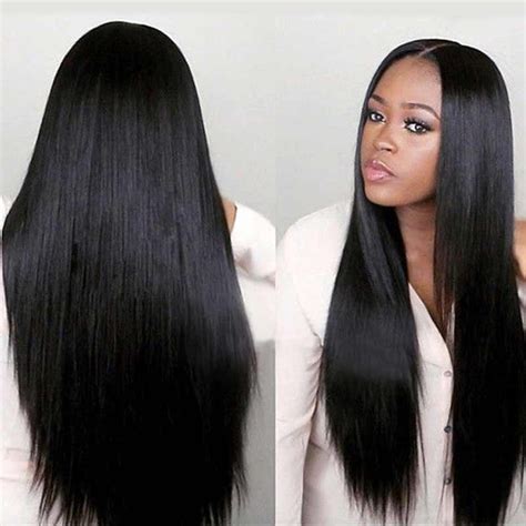 Natural Color Unprocessed Peruvian Virgin 100 Human Hair Silky Straight Full Lace Wigs