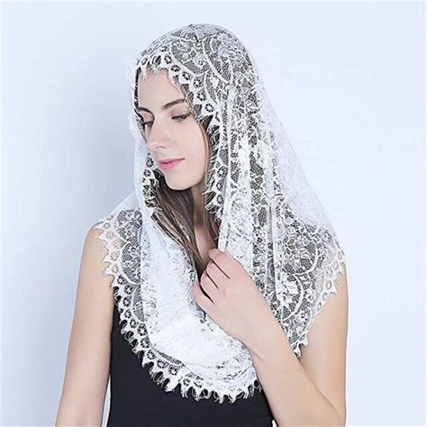 2019 White Lace Veils Mantillas For Church Headcovering Headwrap
