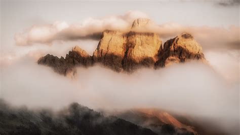 Wallpaper Id 16598 Mountains Fog Clouds Monte Pelmo Dolomites