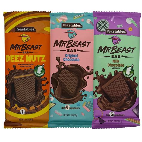 Amazon Com Feastables Beast Bar Deez Nuts Milk Chocolate Peanut