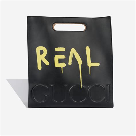 Gucci Ghost Graffiti Tote Bag Black Leather Bagista