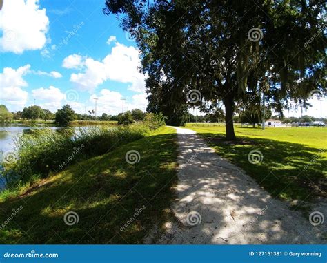 Twin Lakes Park In Sarasota Florida Under A Bright Sunny Blue Sky With