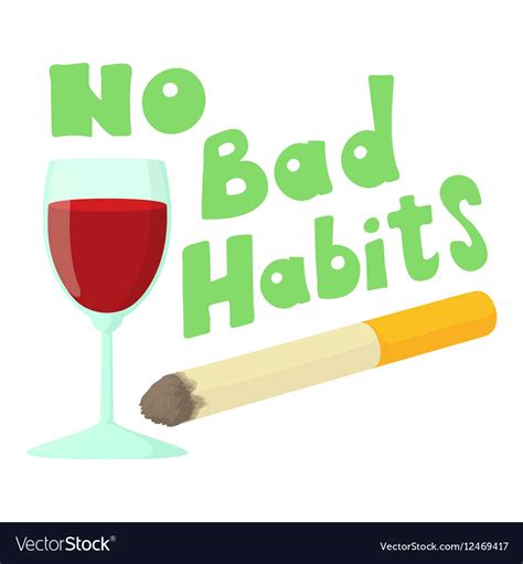 No Bad Habits Wine And Cigarettes Icon Royalty Free Vector