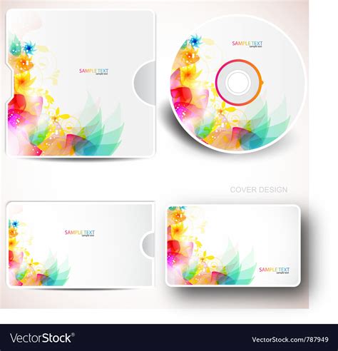 Floral Cd Disc Cover Template Royalty Free Vector Image