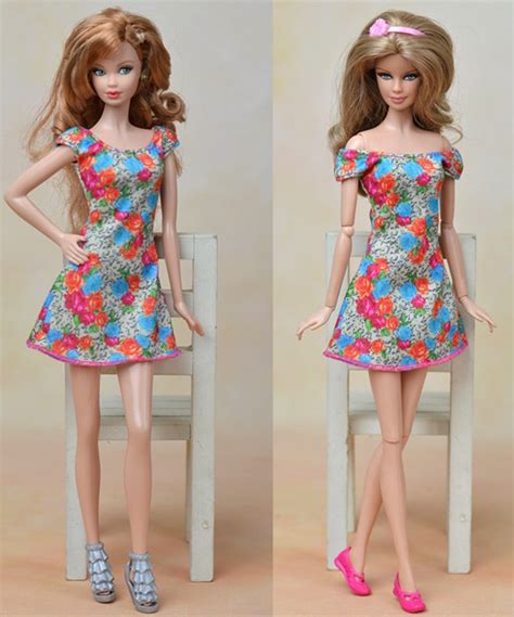 Handmade Dolls Clothes For Barbie Dollhouse Flowers Dress Party Gown